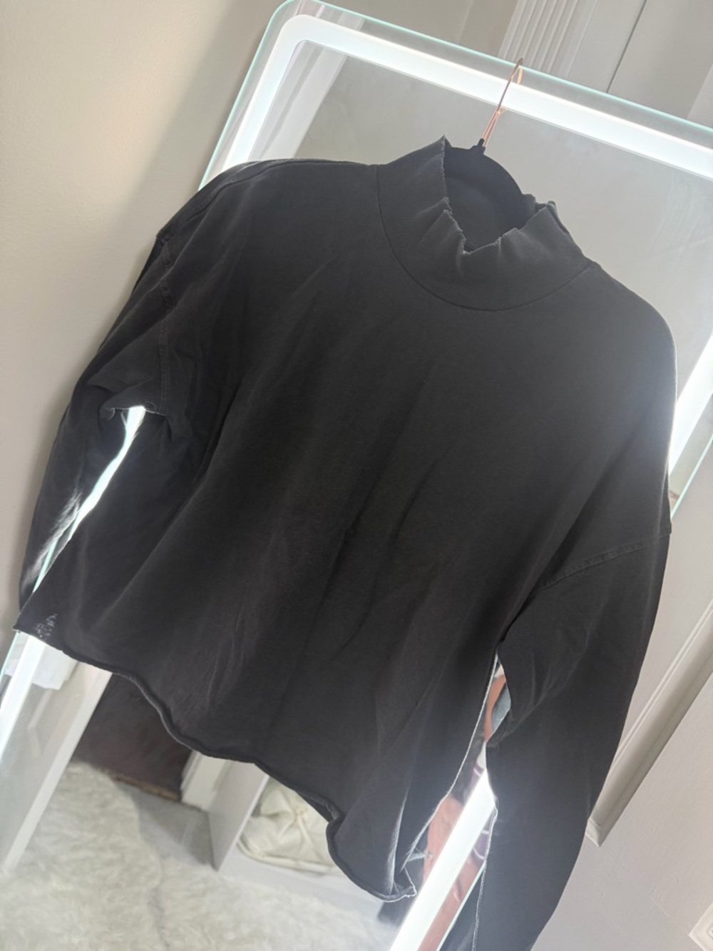 Joah Brown Black Raw-Edge Mock Neck Top. Tried on but never worn!